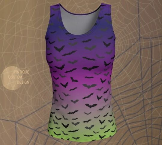 Discover HALLOWEEN BAT TANK Top Purple & Green Ombre Print Tank Top