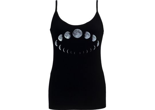 Discover Women's Spaghetti Strap Gothic Tank Top Moon Phases Wicca Astrology Witch
