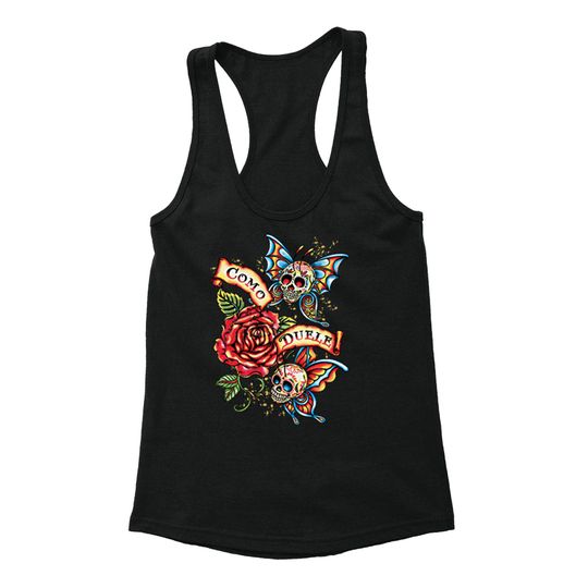Discover Women's Como Duele Butterfly Sugar DOTD Skull Dia de los Muertos Mexican  Tanktop