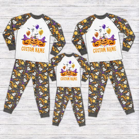 Discover Personalized Halloween Pumpkins Long Sleeve Two Piece Pajama