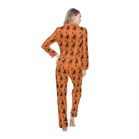 Discover Women's Satin Halloween Pajama shirt and pant set. Great bedtime costume