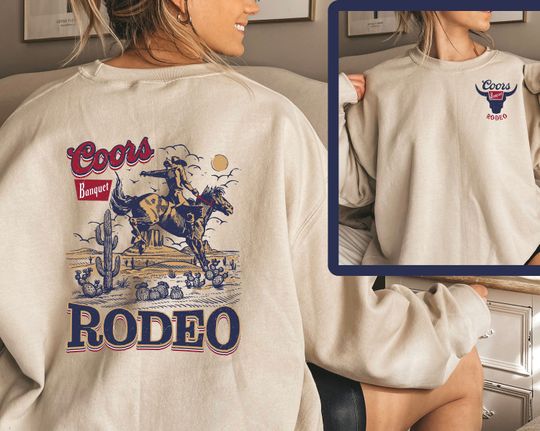 Discover CCOORS Cowboy Sweatshirt, Vintage Western Cowboy Double Sided Sweatshirt, Rodeo Sweatshirt, Retro Cowgirl, Western, Country
