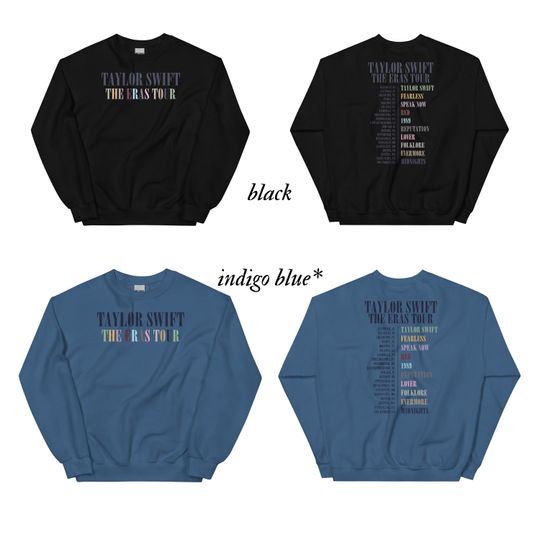 Discover Taylor Blue Two Sided Sweatshirt , FAN MADE Eras Tour DUPE, Taylor Merch, Midnights Concert, Taylor taylor version Merch