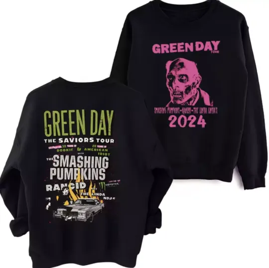 Green Day Saviors Band Tour 2024 Sweatshirt, Unisex All Size, Gift For Fans