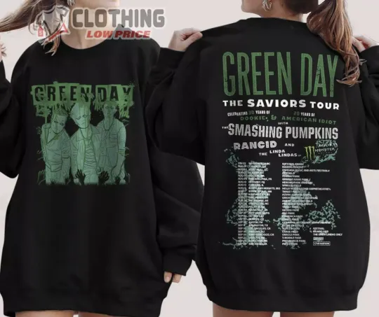 Green Day The Saviors 2024 Tour Sweatshirt , Rock Band Green Day Tour 2024