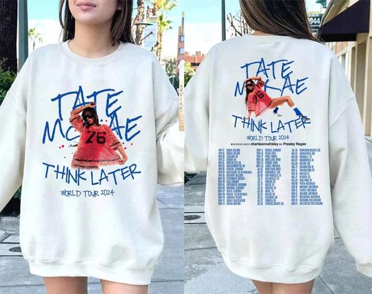 Discover Tate Mcrae The Think Later World Tour 2024 Tour Shirt, Tate Mcrae Fan Shirt, Tate Mcrae 2024 Concert Shirt, Gift For Fan