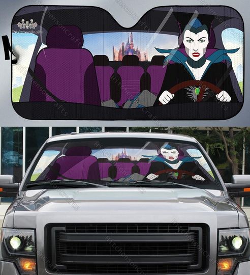 Maleficent Car Sun Shade, Disney Villains SunShade, Witch Movie Cartoon Car Shade, Disneyland Auto Sunshade, Disneyworld Car Decoration