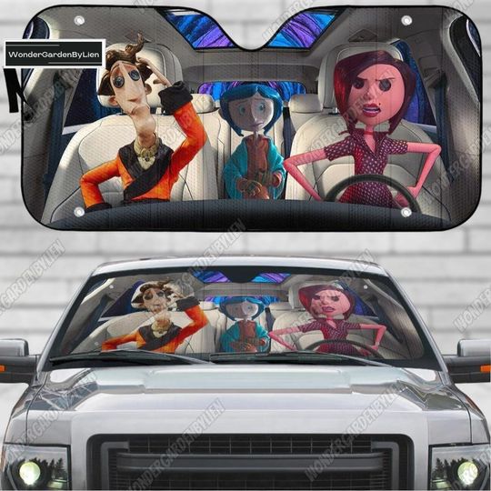 Discover Coraline Car Sun Shade, Coraline Jones Auto Sunshade, Caroline Button Eyes Sunshade, Coraline Horror Car Windshield, Coraline Lover Gift