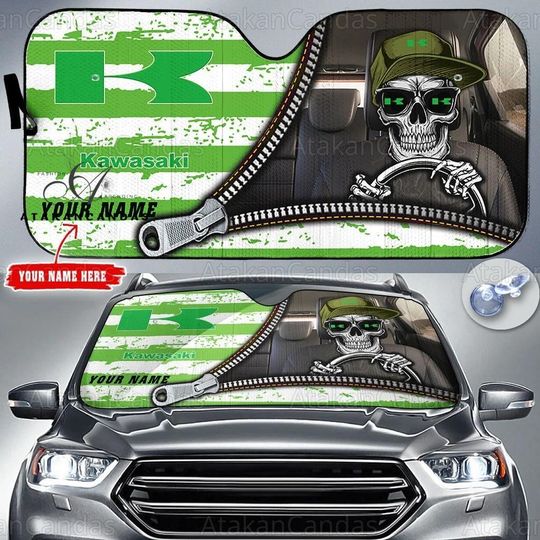 Discover Halloween Kawasaki Car Sunshade, Kawasaki Car Accessories, Custom Car Decor, Auto Sun Shade, Horror Car Sunshade, Halloween Car Sun Shade