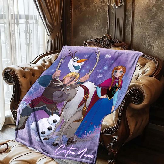Discover Halloween Blanket Gift Blanket Olaf's Adventure Custom Name Blanket Throw Flannel Blanket Personalized Birthday Gift.