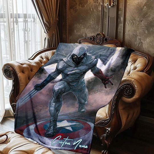 Halloween Blanket Gift Blanket Moon Knight Custom Name Blanket Throw Flannel Blanket Personalized Birthday Gift.