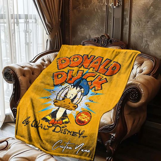 Halloween Blanket Gift Blanket Donald Duck Custom Name Blanket Throw Flannel Blanket Personalized Birthday Gift.