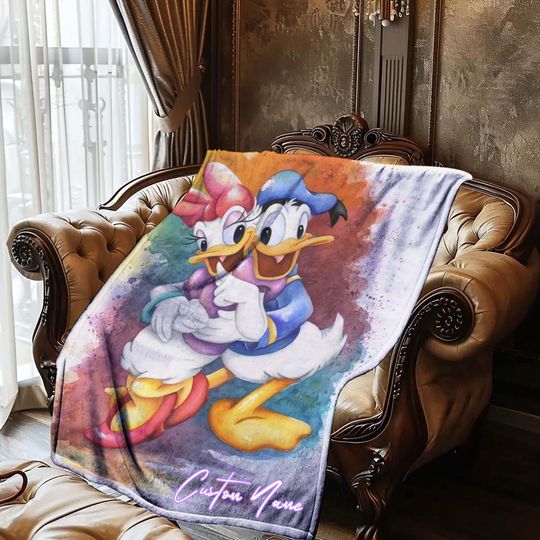 Halloween Blanket Gift Blanket Donald Duck Custom Name Blanket Throw Flannel Blanket Personalized Birthday Gift.