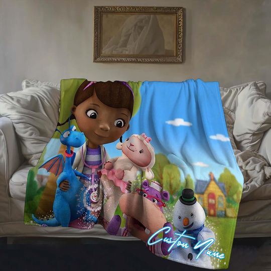 Discover Halloween Blanket Gift Blanket Doc McStuffins Custom Name Blanket Throw Flannel Blanket Personalized Birthday Gift.