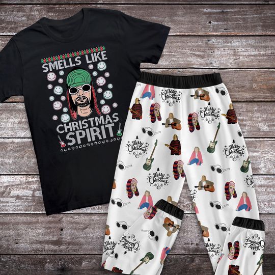 Discover Kurt Cobain Pajamas Set, Family Pajamas, Family Christmas Pajamas Set.
