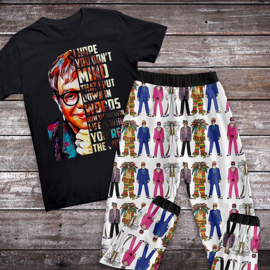 Elton John Pajamas Set, Family Pajamas, Family Christmas Pajamas Set.