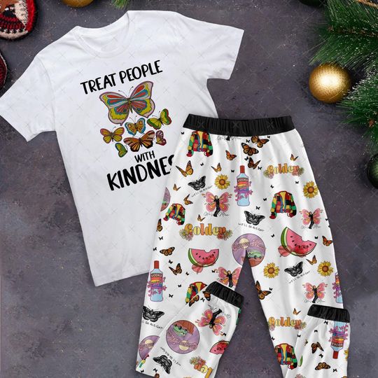 Discover Treat People With KindnessPajamas Set, Family Pajamas, Family Christmas Pajamas Set.