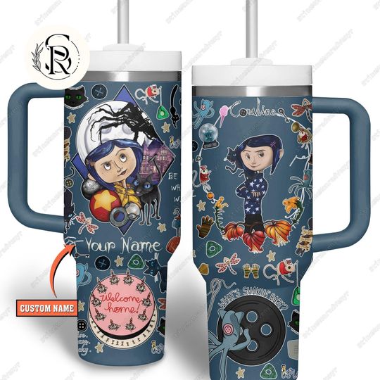 Discover Halloween Coraline 40oz Tumbler, Custom Horror Character Tumbler With Straw, Coraline Doll Movie Stainless Tumbler, Coraline Lover Gift