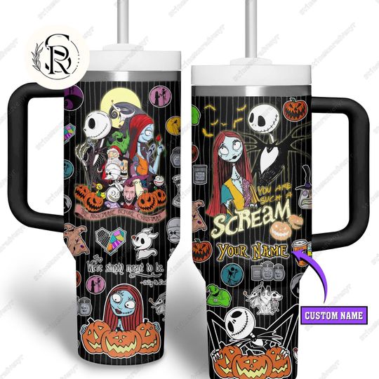 Discover Halloween Gift, Jack And Sally 40Oz Tumbler, Halloween Spooky Season, Nightmare Before Christmas, Horror Character Coffee Tumbler