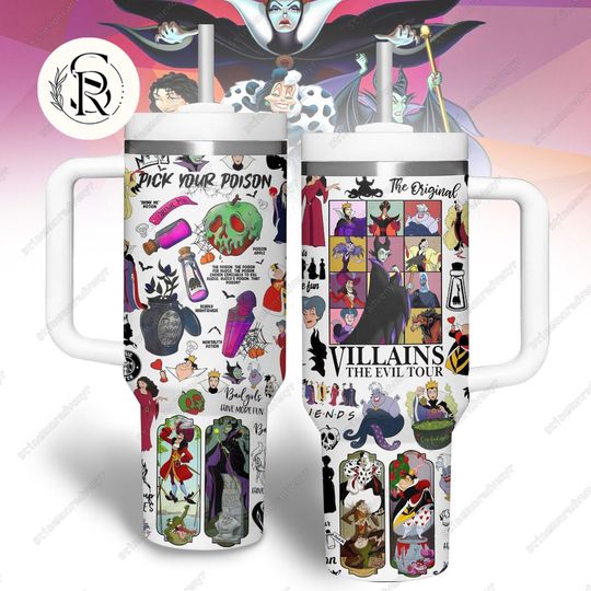 Discover Halloween Tumbler, Disney Villains Stainless Steel Tumbler, Evil Queens Horror Drinkware Tumbler, Ursulla, Cruella, Tunbler, Queen Leah