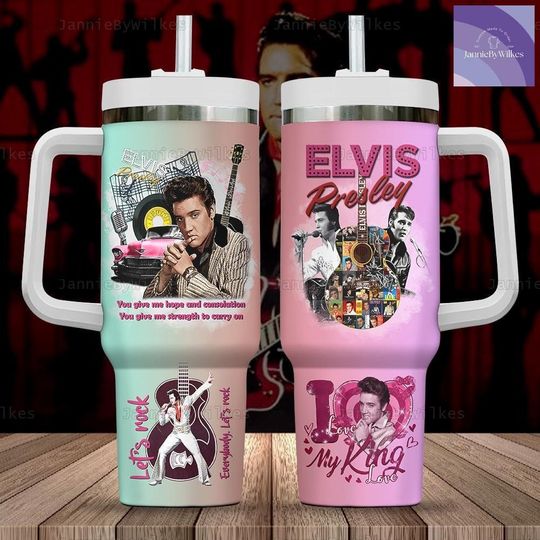 Elvis Presley 40oz Tumbler, King Of Rock And Roll Tumbler, Elvis Presley Gift, Stainless Steel Tumbler, Elvis Tumbler Cup, Gift For Her