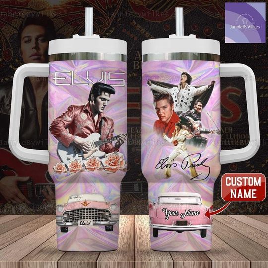 Custom Elvis Presley 40oz Tumbler, King Of Rock And Roll Tumbler, Stainless Steel Tumbler, Elvis Tumbler Cup, Personalized Tumbler