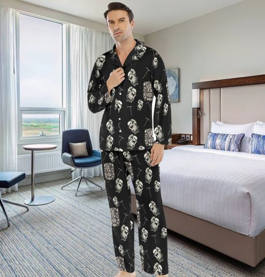 Discover Metal Goth Rocker All-Over Print Men's Lapel Pajama Set Sleep Set Lounge