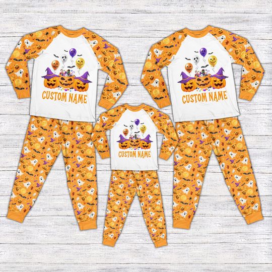Discover Personalized Halloween Pumpkins Long Sleeve Two Piece Pajama