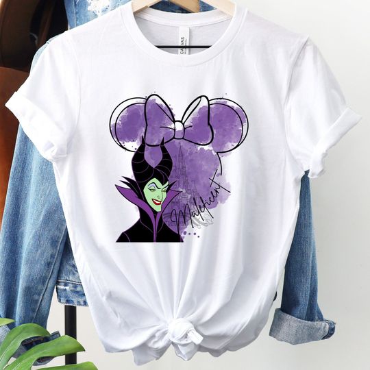 Discover Disney Maleficent Castle Shirt, Maleficent Shirt, Minnie Mouse Ears Tee, Magic Kingdom Shirt, Watercolor Shirt, Disney Character Shirt