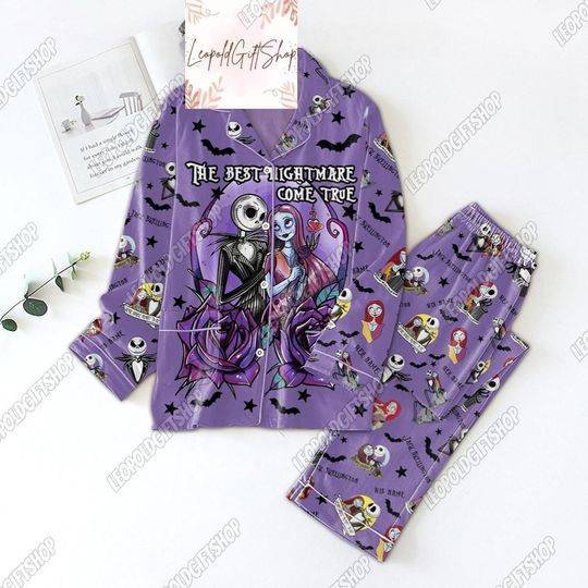 Halloween Jack Skellington Pajamas Set, Jack And Sally Pjs, Pjs For Women