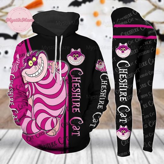 Halloween Disney Cheshire Cat Hoodie Leggging Set, Alice In Wonderland Shirt, Alice Princess Cheshire Cat Hatter Merch, Gift For Her