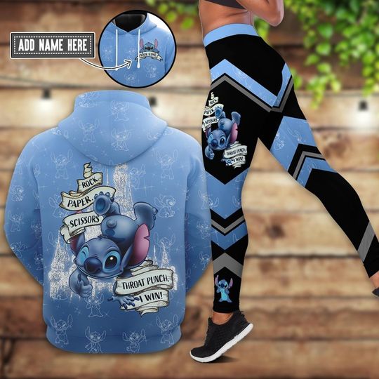 Custom Stitch Hoodie And Leggings, Rock Paper Scissors Throat Punch I Win Shirt, Disney Castle Hoodie, Cute Stitch Cartoon Movie Hoodie