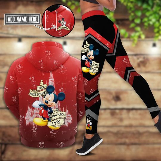 Custom Mickey Mouse Hoodie And Leggings, Rock Paper Scissors Throat Punch I Win Shirt, Disney Castle Hoodie, Cute Cartoon Movie Hoodie