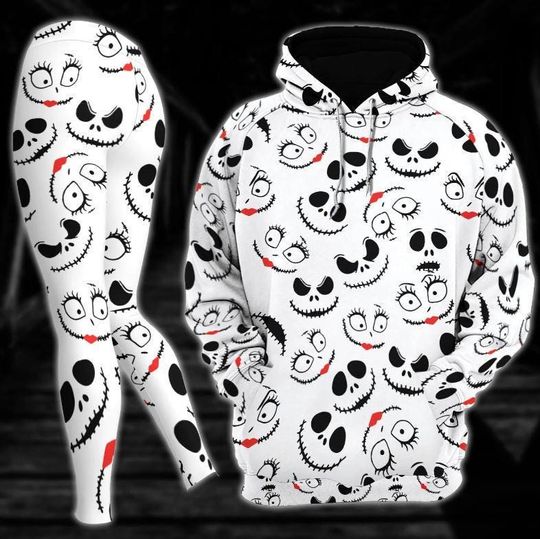 Discover Jack Skellington Hoodie And Leggings, Nightmare Before Christmas Shirt, Women's Leggings, Jack And Sally Hoodie, Disney Movie Hoodie
