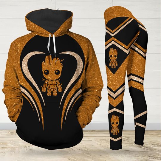 Groot Hoodie And Legging, Groot Glitter Faux Hoodie, Womens Legging, Disney Movie Shirt, Guardians Of Galaxy Shirt For Men And Women