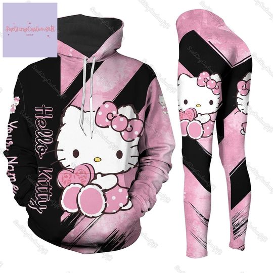 Custom Hello Kitty Hoodie And Leggings, Hello Kitty Hoodie 3D, Hello Kitty Leggings, Cute Hello Kitty Shirt, Hello Kitty Lover Gifts