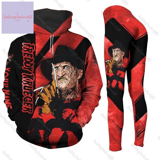 Halloween Freddy Krueger Hoodie And Leggings, Custom Freddy Krueger Hoodie, Leggings For Women, Nightmare On Elm Street, Horror Hoodie