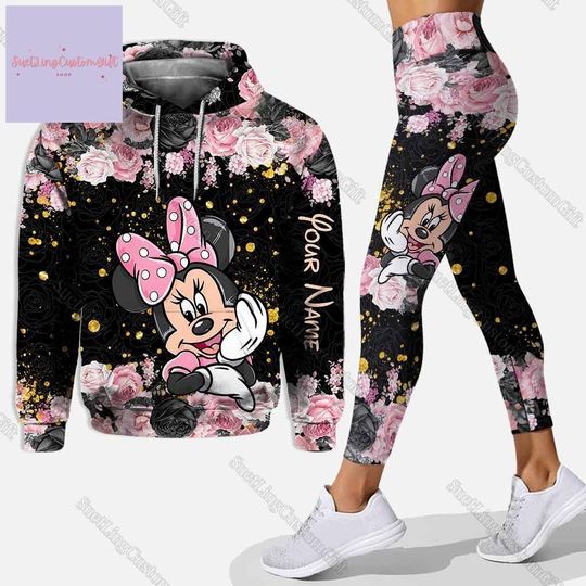 Discover Custom Minnie Mouse Hoodie And Leggings, Disney Minnie Hoodie, Disneyland Disneyworld Shirt, Leggings For Women, Birthday Gift For Her