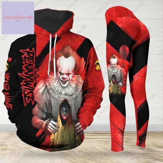 Custom Pennywise Hoodie And Leggings, Pennywise 3D Hoodie, Pennywise Leggings, Horror Movie Hoodie, IT Movie Hoodie, Halloween Gifts