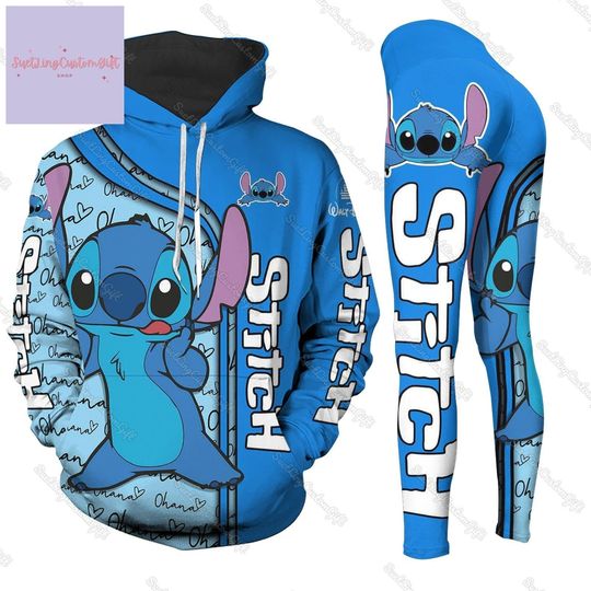 Discover Cute Stitch Hoodie And Leggings, Stitch Hoodie 3D, Stitch Leggings For Women, Lilo And Stitch Shirt, Disney Stitch Shirt, Movie Cartoon
