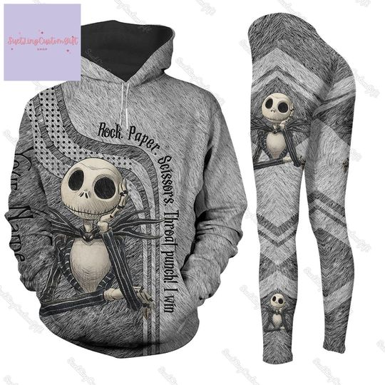 Custom Jack Skellington Hoodie And Leggings, Rock Paper Scissors Halloween Hoodie, Nightmare Before Christmas Shirt, Disney Movie Shirt