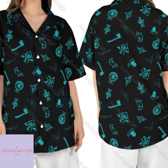 Discover Halloween Haunted Mansion Hawaiian Shirt, Foolish Mortals Shirt, Disneyland Halloween Button Up Shirt, Hitchhiking Ghosts Hawaii Shirt