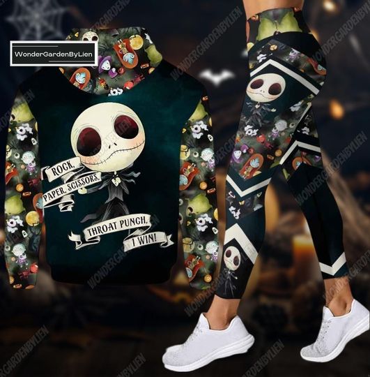 Halloween Skellington Hoodie Legging, Horror Character Shirt Pants, Custom Jack Skellington Sally Sweatshirt, Nightmare Before Christma
