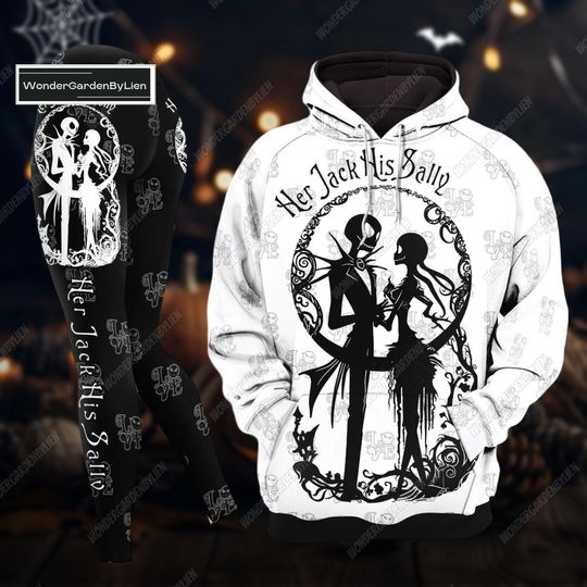 Halloween Jack And Sally Hoodie, Her Jack His Sally Sweatshirt, Jack Skellington Leggings, Women Leggings, Nightmare Before Christmas