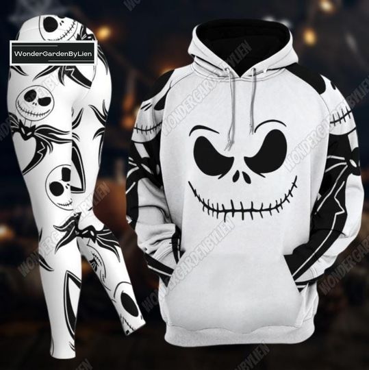 Halloween Jack And Sally Hoodie Leggings, Skellington Leggings, Halloween Sweatshirt, Gym Leggings, Nightmare Before Christmas Hoodie