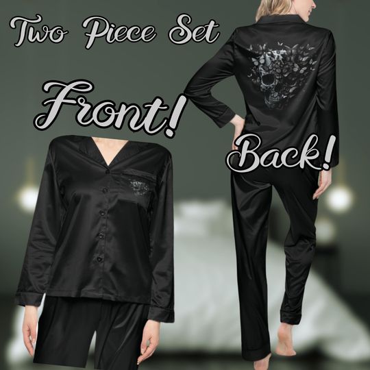Discover Women's Satin Pajamas.  Gothic Lounge Wear.  Two Piece Set