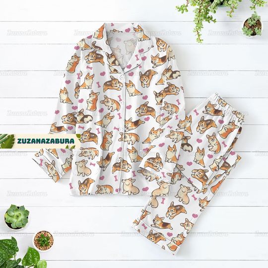 Discover Corgi Pajamas Set, Corgi Shirt, Corgi Pajamas, Corgi Pajamas Pants