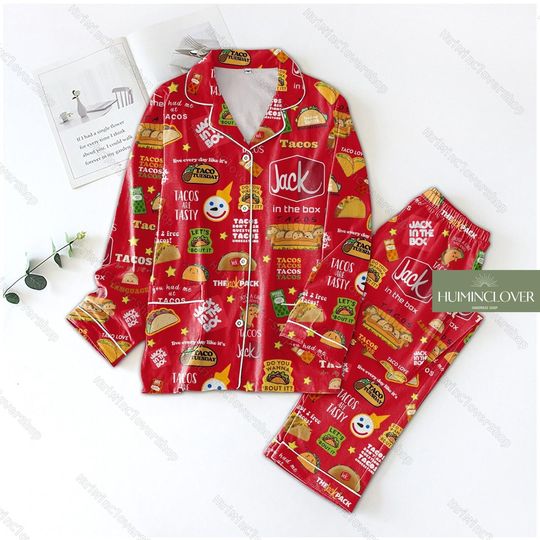 Taco Bell Pajamas Set, Taco Bell Womens Pajamas, Fast Food Holiday Pajamas