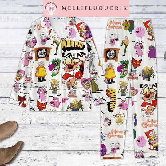 Discover Halloween Courage The Cowardly Dog Pajamas Set, Cute Courage Holiday Pajamas