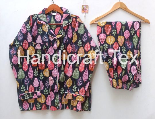 Discover EXPRESS DELIVERY- Christmas Tree Print Ladies Pajamas Night Suit Handmade, Pj Set